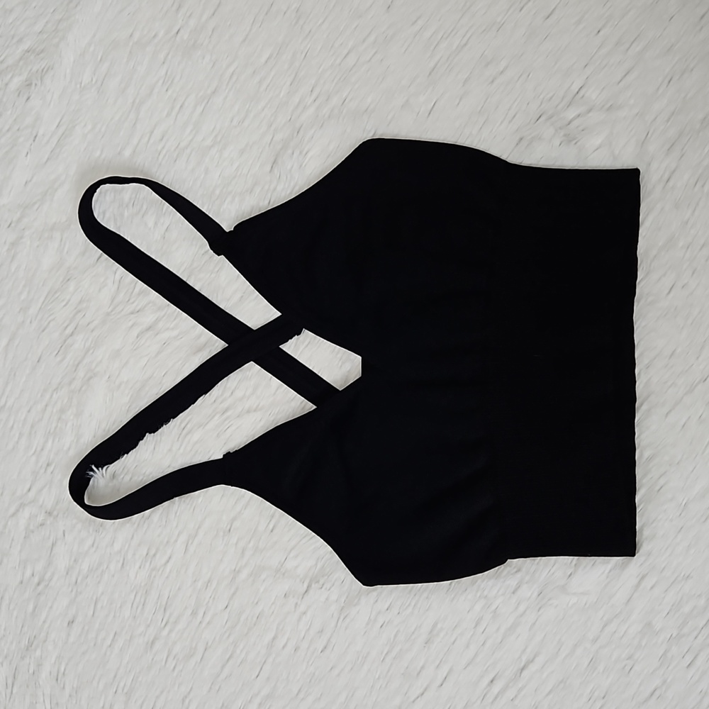 Free People Good Karma Crop Solid Black